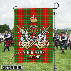 Personalized Custom Name Clan Gartshore Tartan Garden Flag with Clan Crest and the Golden Sword of Courageous Legacy EA88 - Gartshore Tartan Design, Scottish Heritage Gift