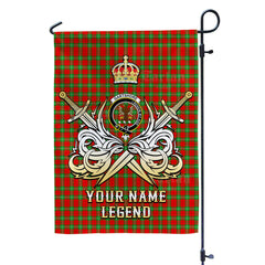Custom Name Clan Gartshore Tartan Garden Flag with Clan Crest and the Golden Sword of Courageous Legacy EA88