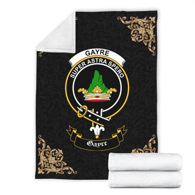 Clan Gayre Crest Tartan Premium Blanket Black