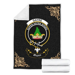 Clan Gayre Crest Tartan Premium Blanket Black LV65 Clan Gayre Tartan Today