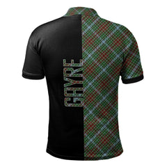 Clan Gayre Tartan Polo Shirt Half of Me - Cross Style NN77 Gayre Tartan Tartan Polo