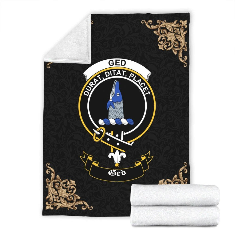 Clan Ged Crest Tartan Premium Blanket Black DG38 Clan Ged Tartan Today
