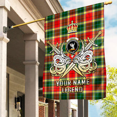 Custom Name Clan Gibbs Tartan Garden Flag with Clan Crest and the Golden Sword of Courageous Legacy IU57