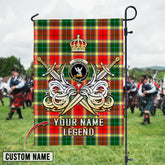 Personalized Custom Name Clan Gibbs Tartan Garden Flag with Clan Crest and the Golden Sword of Courageous Legacy IU57 - Gibbs Tartan Design, Scottish Heritage Gift