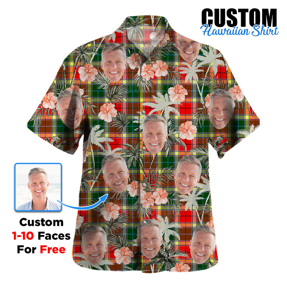 Clan Gibbs Tartan Custom Face Hawaiian Shirt – Unisex Gift for Family Members, Summer Party NM10 Gibbs Tartan Tartan Hawaii Shirt