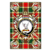 Clan Gibson Tartan Crest Black Garden Flag - Gold Thistle NS46 Clan Garden Tartan Today