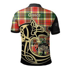 Clan Gibson Tartan Polo Shirt Viking Wolf PT90 Gibson Tartan Tartan Polo