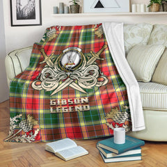 Clan Gibson Tartan Gold Courage Symbol Blanket FY76 Clan Hall Tartan Today