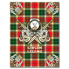 Clan Gibson Tartan Gold Courage Symbol Blanket FY76 Clan Hall Tartan Today