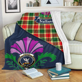 Clan Gibson Tartan Crest Premium Blanket Thistle Style IZ73 Clan Hall Tartan Today