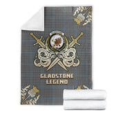 Clan Gladstone Tartan Gold Courage Symbol Blanket YB67 Clan Hall Tartan Today