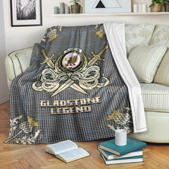 Clan Gladstone Tartan Gold Courage Symbol Blanket YB67 Clan Hall Tartan Today