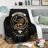 Clan Gladstone (or Gladstanes) Crest Tartan Premium Blanket Black MP68 Clan Hall Tartan Today