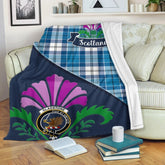 Clan Gladstone Tartan Crest Premium Blanket Thistle Style JN21 Clan Hall Tartan Today
