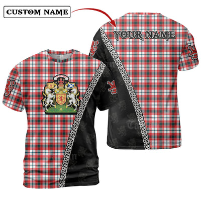 Personalized Clan Glasgow District Tartan Shirt with Scotland Coat of Arms & Custom Name