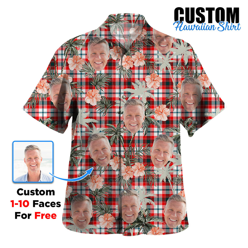 Clan Glasgow District Tartan Custom Face Hawaiian Shirt – Unisex Gift for Family Members, Summer Party IQ21 Glasgow District Tartan Tartan Hawaii Shirt