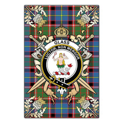 Clan Glass Tartan Crest Black Garden Flag - Gold Thistle BO72 Clan Glass Tartan Today