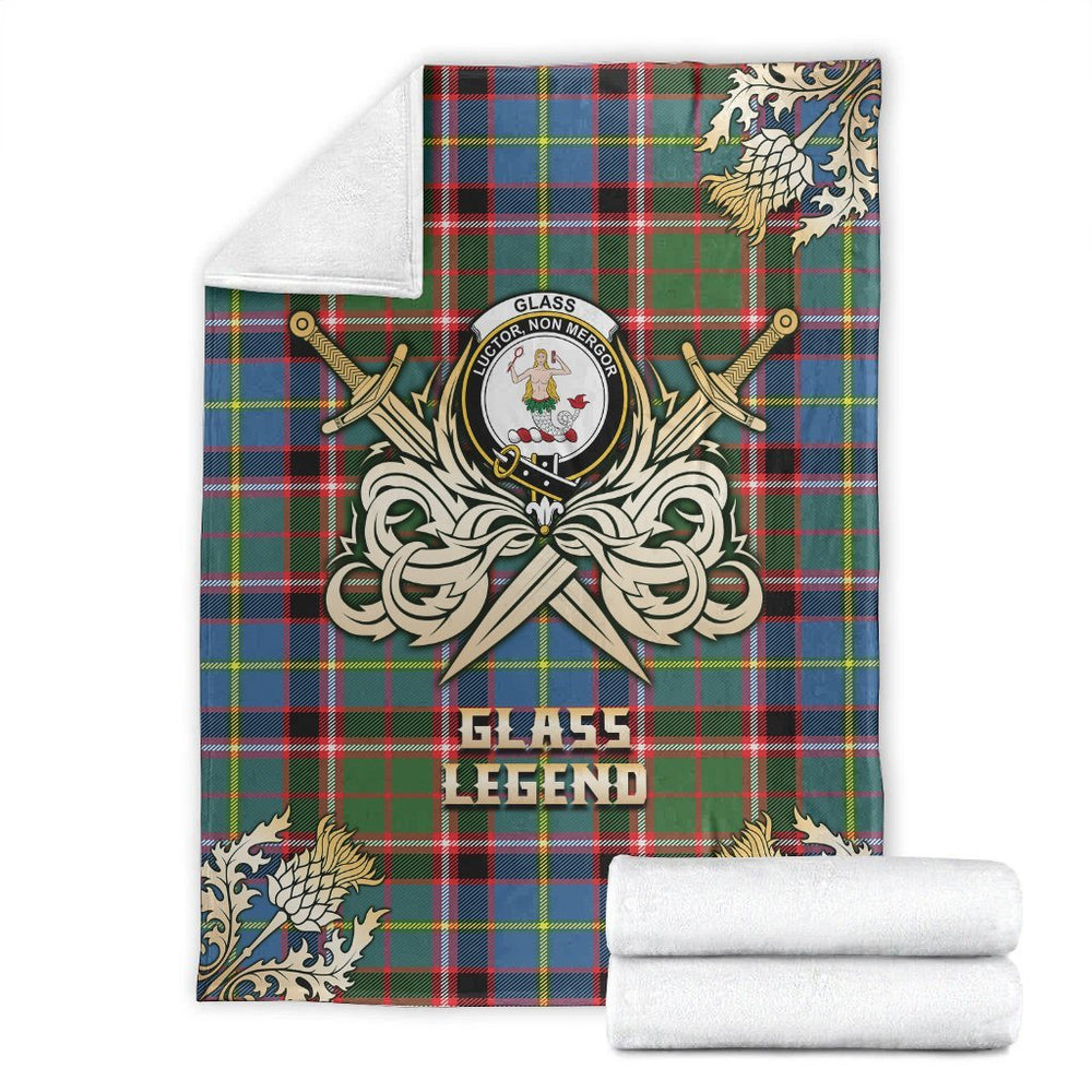 Clan Glass Tartan Gold Courage Symbol Blanket NG38 Clan Glass Tartan Today