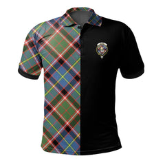 Clan Glass Tartan Polo Shirt Half of Me - Cross Style FC69 Glass Tartan Tartan Polo