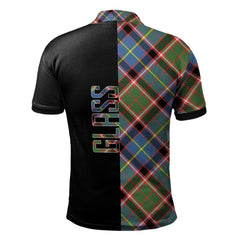 Clan Glass Tartan Polo Shirt Half of Me - Cross Style FC69 Glass Tartan Tartan Polo