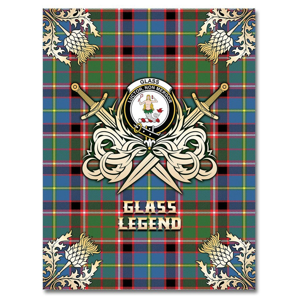 Clan Glass Tartan Gold Courage Symbol Blanket NG38 Clan Glass Tartan Today