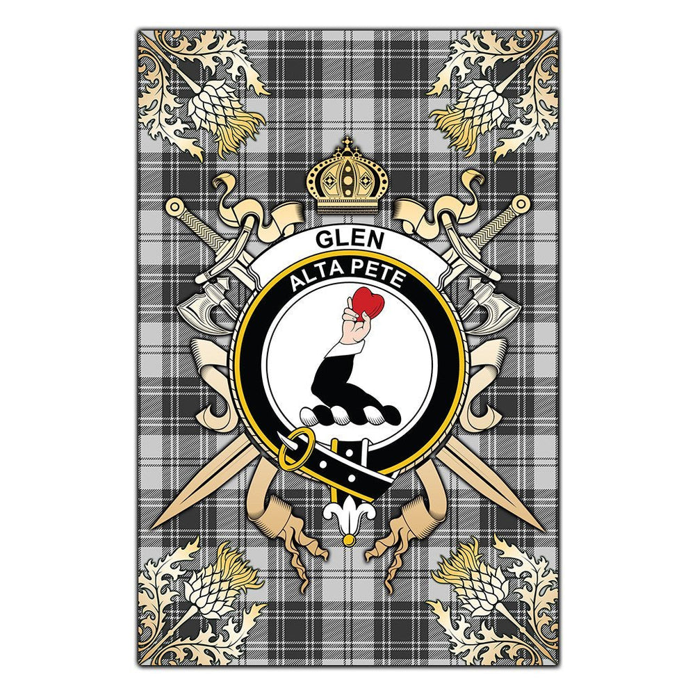 Clan Glen Tartan Crest Black Garden Flag - Gold Thistle YI97 Clan Glen Tartan Today