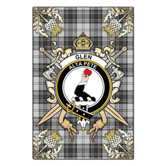 Clan Glen Tartan Crest Black Garden Flag - Gold Thistle YI97 Clan Glen Tartan Today