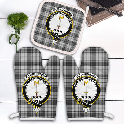 Clan Glendinning Tartan Crest Oven Mitt And Pot Holder (2 Oven Mitts + 1 Pot Holder)