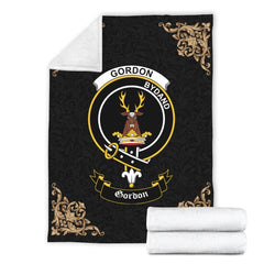 Clan Gordon Crest Tartan Premium Blanket Black WY65 Clan Gordon Tartan Today
