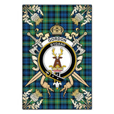 Clan Gordon Ancient Tartan Crest Black Garden Flag - Gold Thistle JC78 Clan Gordon Tartan Today