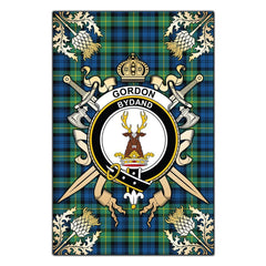 Clan Gordon Ancient Tartan Crest Black Garden Flag - Gold Thistle JC78 Clan Gordon Tartan Today