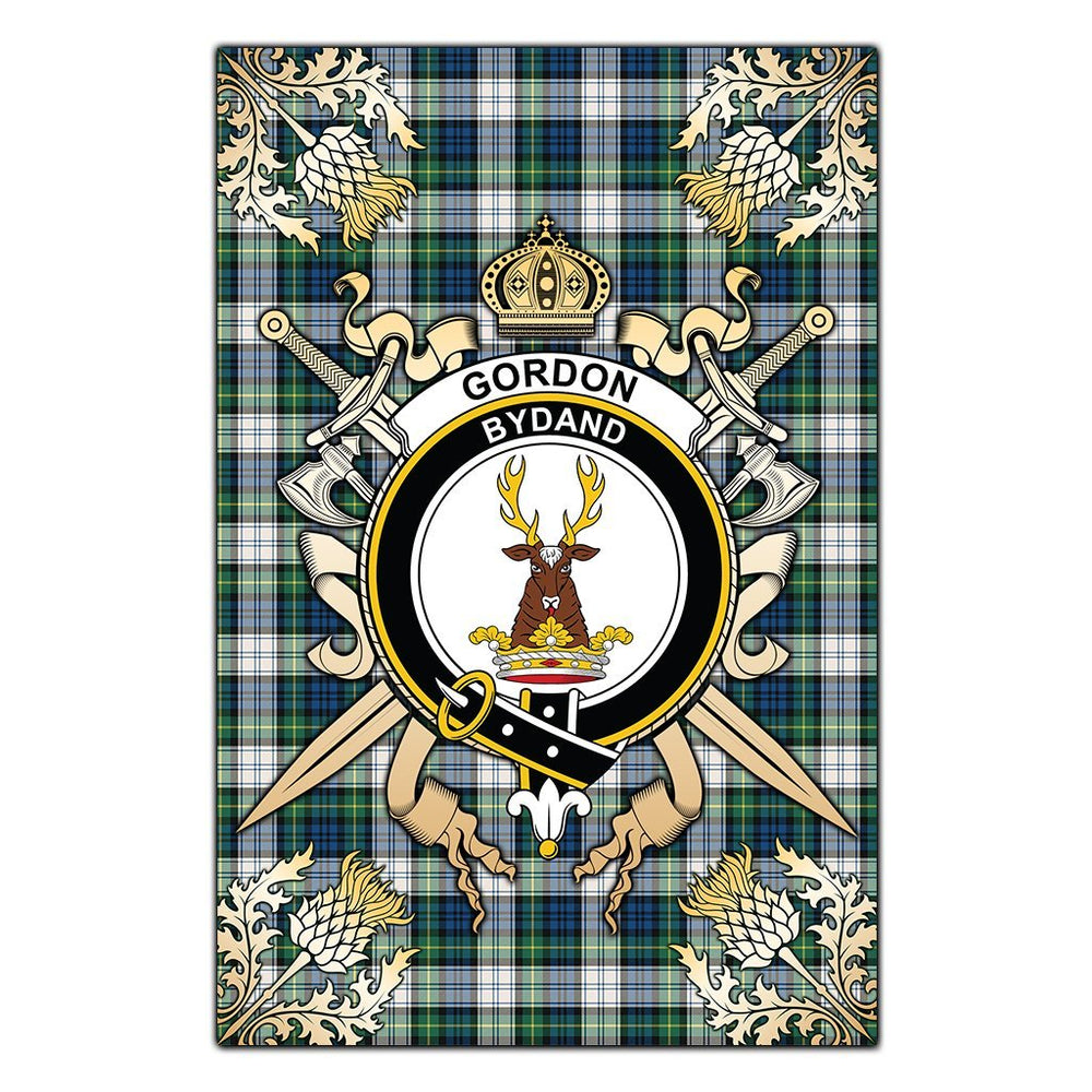 Clan Gordon Dress Ancient Tartan Crest Black Garden Flag - Gold Thistle MW95 Clan Gordon Tartan Today