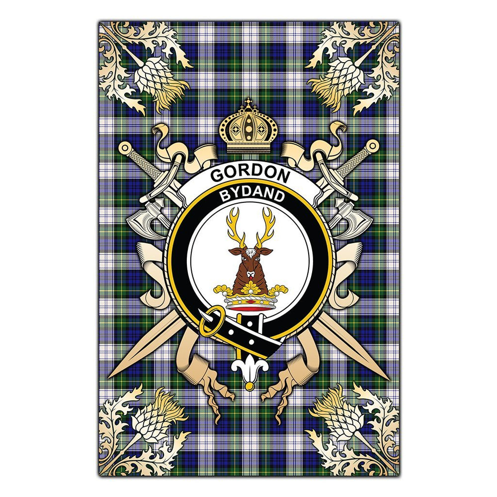 Clan Gordon Dress Modern Tartan Crest Black Garden Flag - Gold Thistle EK72 Clan Gordon Tartan Today
