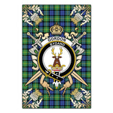 Clan Gordon Old Ancient Tartan Crest Black Garden Flag - Gold Thistle VU65 Clan Gordon Tartan Today