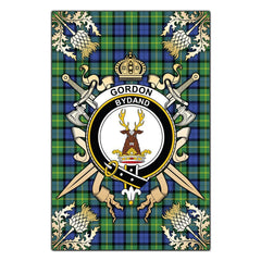 Clan Gordon Old Ancient Tartan Crest Black Garden Flag - Gold Thistle VU65 Clan Gordon Tartan Today