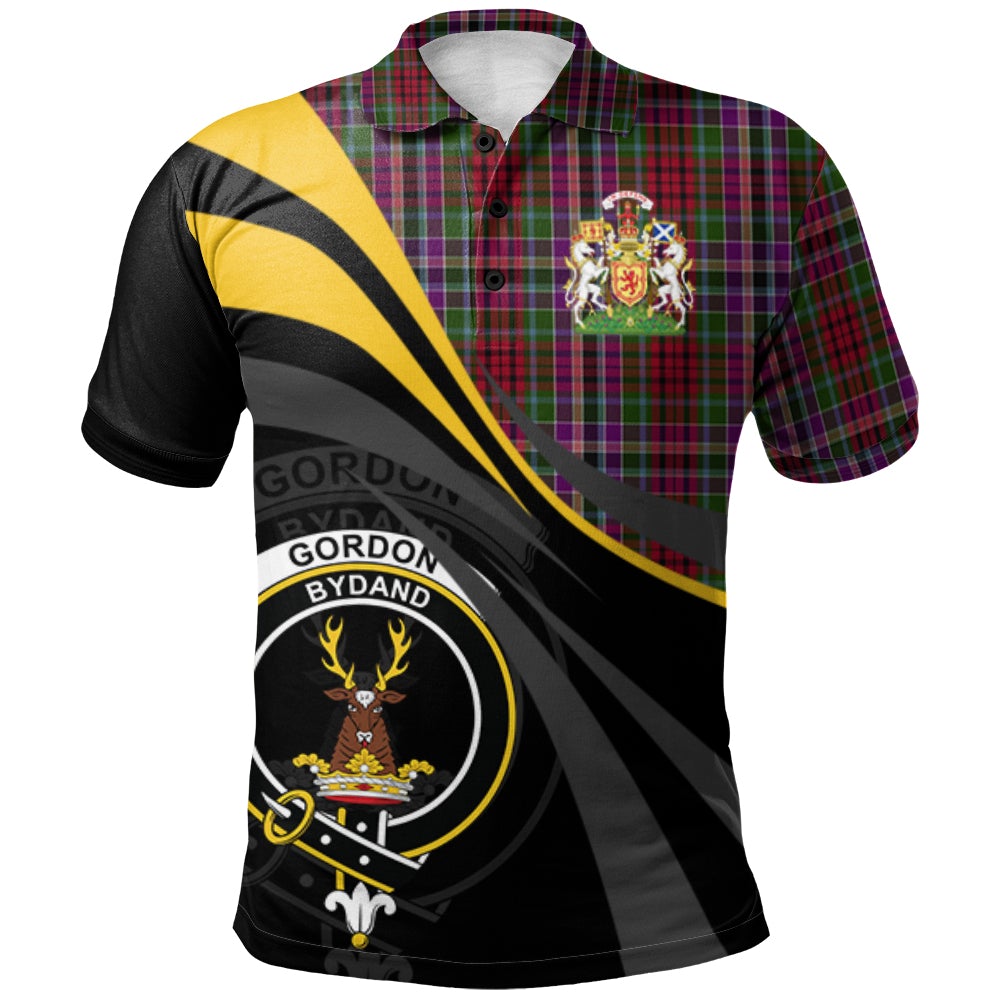 Clan Gordon Red 02 Tartan Polo Shirt - Royal Coat Of Arms Style EJ72 Gordon Red 02 Tartan Tartan Polo