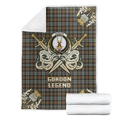 Clan Gordon Weathered Tartan Gold Courage Symbol Blanket DW49 Clan Gordon Tartan Today