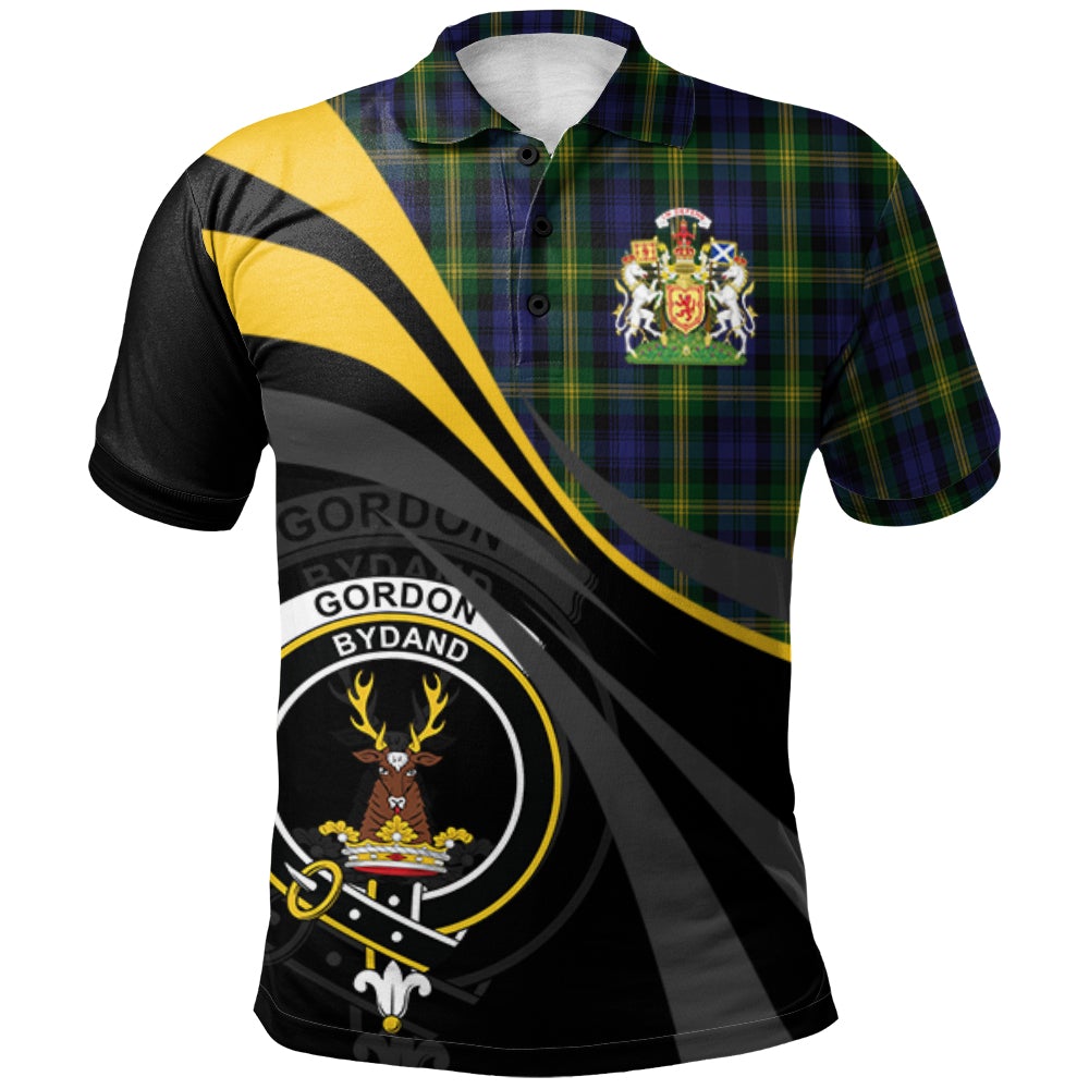 Clan Gordon of Esslemont Tartan Polo Shirt - Royal Coat Of Arms Style RH90 Gordon of Esslemont Tartan Tartan Polo