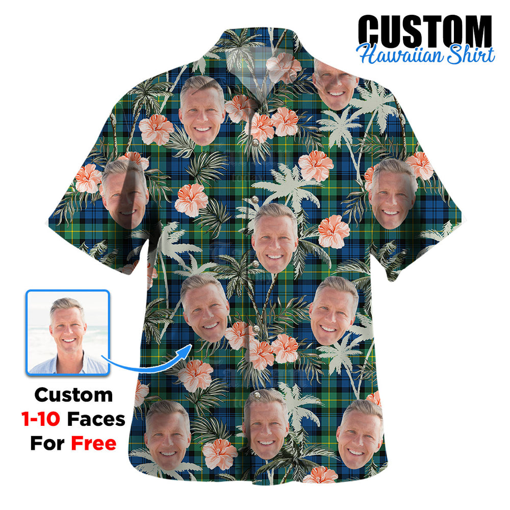 Clan Gordon Ancient Tartan Custom Face Hawaiian Shirt – Unisex Gift for Family Members, Summer Party YY13 Gordon Ancient Tartan Tartan Hawaii Shirt