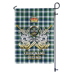 Custom Name Clan Gordon Dress Ancient Tartan Garden Flag with Clan Crest and the Golden Sword of Courageous Legacy RC44