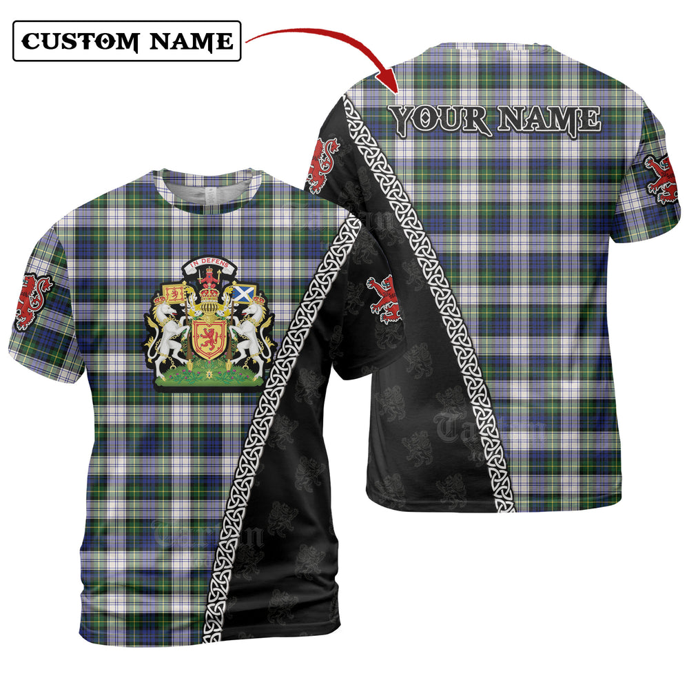 Gordon Dress Modern Tartan Shirt with Scotland Coat of Arms & Custom Name KZ12