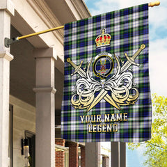 Custom Name Clan Gordon Dress Modern Tartan Garden Flag with Clan Crest and the Golden Sword of Courageous Legacy PP20
