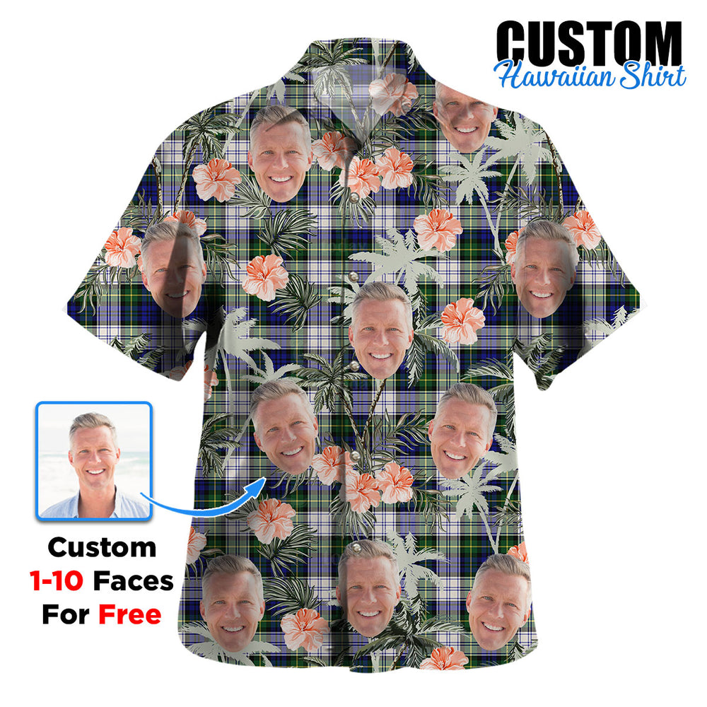 Clan Gordon Dress Modern Tartan Custom Face Hawaiian Shirt – Unisex Gift for Family Members, Summer Party IG60 Gordon Dress Modern Tartan Tartan Hawaii Shirt