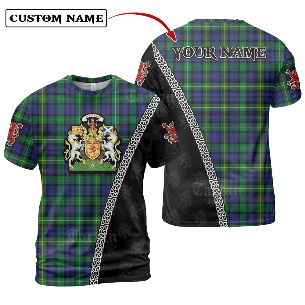 Gordon Modern Tartan Shirt with Scotland Coat of Arms & Custom Name KI27