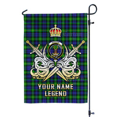 Custom Name Clan Gordon Modern Tartan Garden Flag with Clan Crest and the Golden Sword of Courageous Legacy IG86