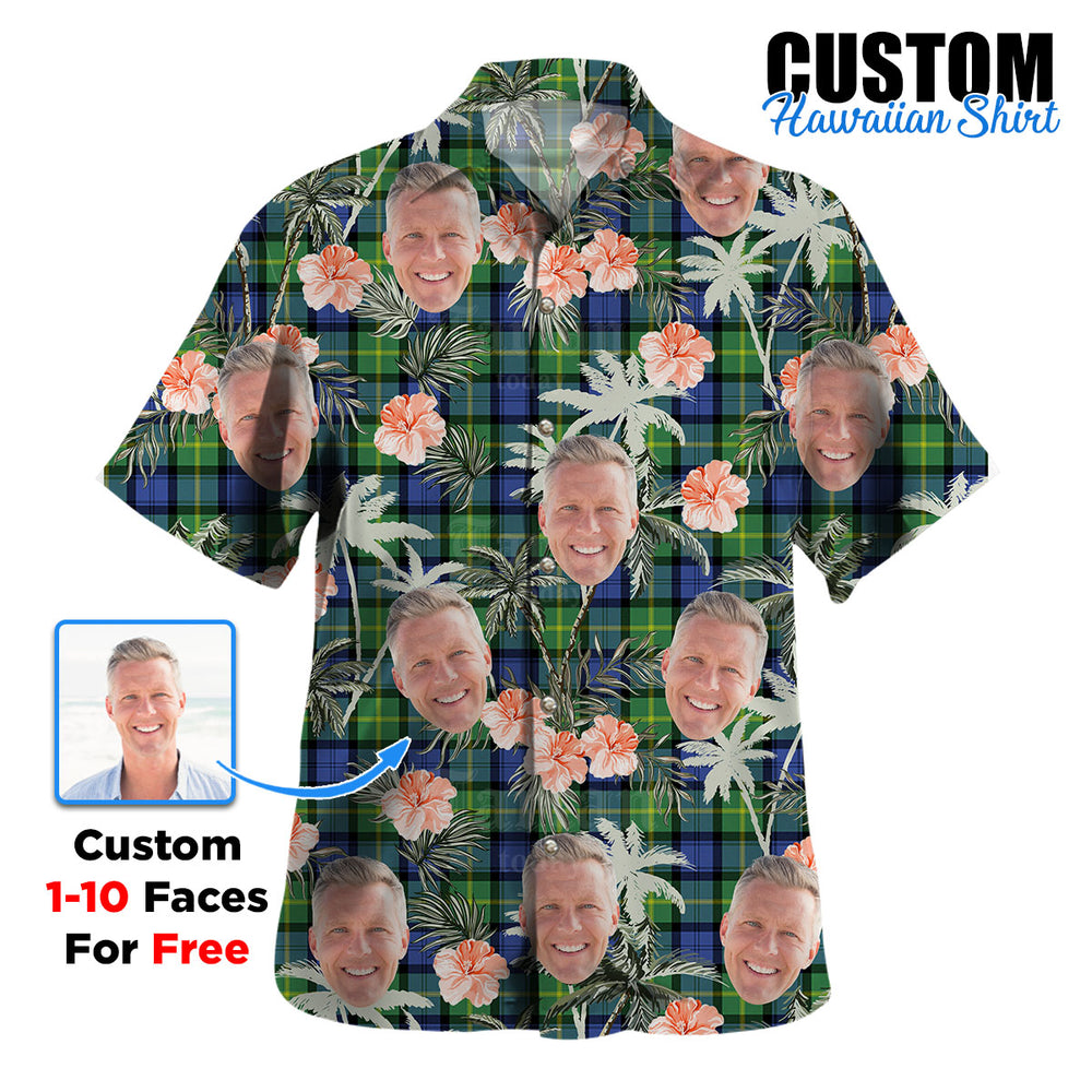 Clan Gordon Old Ancient Tartan Custom Face Hawaiian Shirt – Unisex Gift for Family Members, Summer Party SN93 Gordon Old Ancient Tartan Tartan Hawaii Shirt