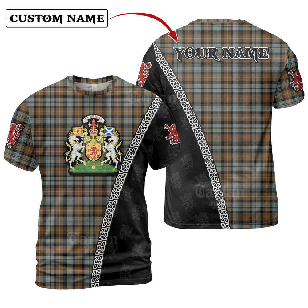 Gordon Weathered Tartan Shirt with Scotland Coat of Arms & Custom Name UQ71