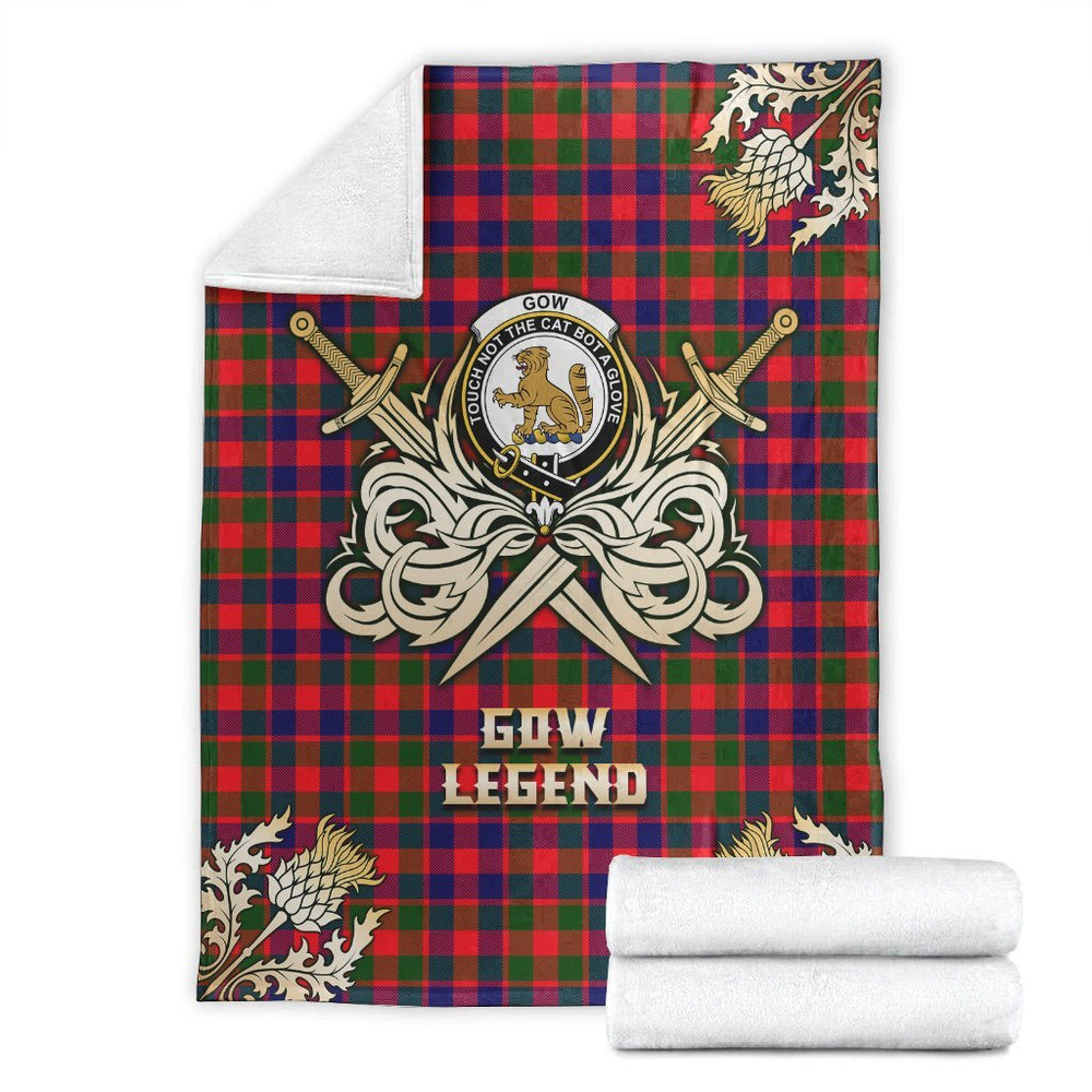 Clan Gow Modern Tartan Gold Courage Symbol Blanket AU16 Clan Gow Tartan Today
