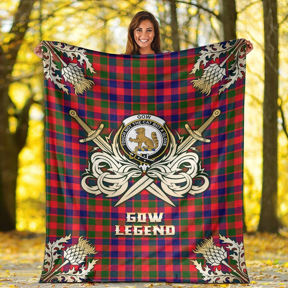 Clan Gow Modern Tartan Gold Courage Symbol Blanket AU16 Clan Gow Tartan Today