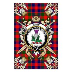 Clan Gow of Skeoch Tartan Crest Black Garden Flag - Gold Thistle AT33 Clan Gow Tartan Today